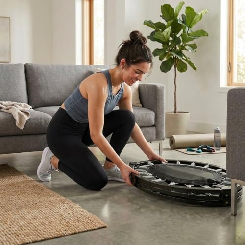 Image of Hop N Play Imported Folding Trampoline Jumping Trainer for Adults and Kids, Rebounder Trampoline with Metal Springs and Padding for Indoor and Outdoor 48 Inch Size (Black)