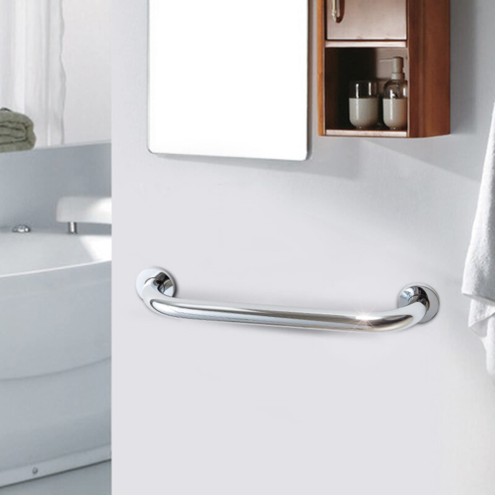 Reposabrazos, Hogar Ancianos Discapacitados Barras de Agarre Pasamanosdeslizante de Acero Inoxidable Baño Baño Inodoro Bañera Barandillas, Plata/45 cm