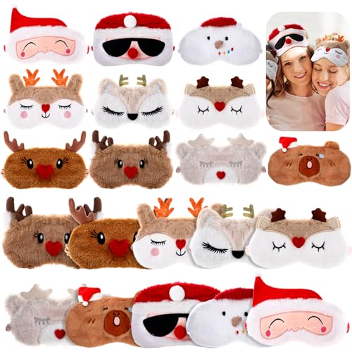 Chicingyou 20 Pack Christmas Sleep Masks Gifts Cute Cartoon 