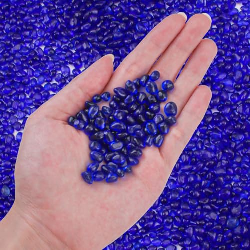 Image of Keedolla 15 Oz Aquarium Glass Marbles Fish Tank Rocks, Decorative Glass Pebbles Gemstones for Aquarium Gravel Fish Tank Stones Vase Fillers DIY Crafts - Cobalt Blue