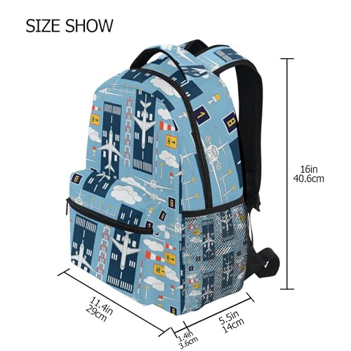 Airplanes Plane Backpack for Boys Girls, Kids Bookbag Laptop Tablet Travel School Bag with Name Tag3