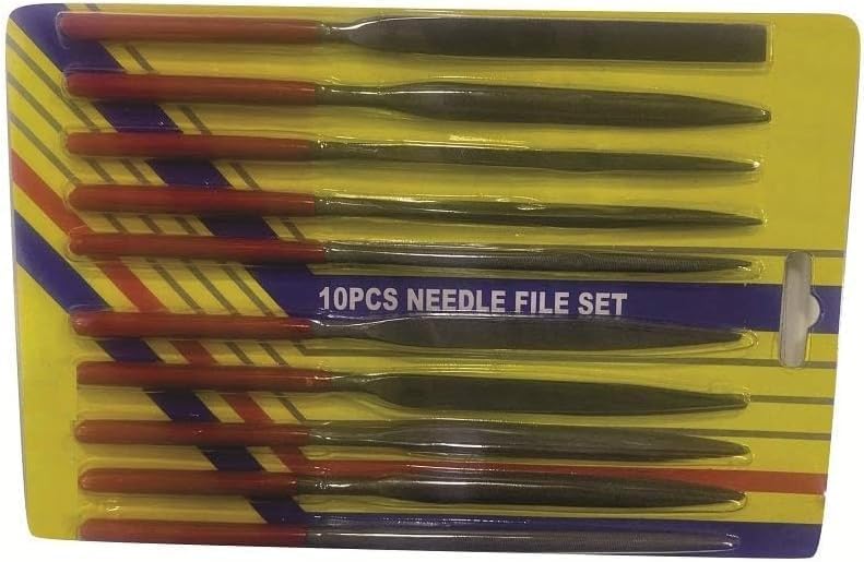 Tools 10pc Needle File Set with Handle – Precision Mini File Set for Metal, Glass, Stone, Wood, Jewelry & Craft Carving – Fine Detail Hand Files for DIY & Hobby Use