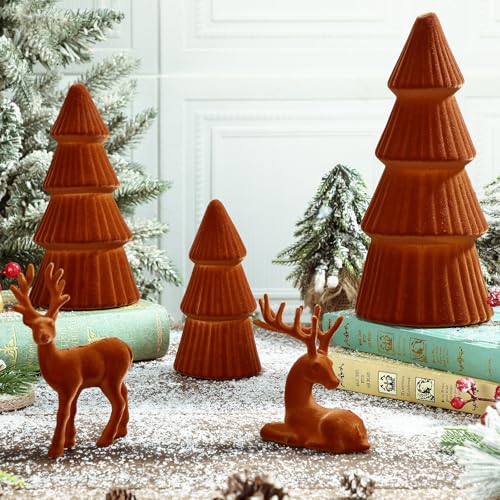 Cozy Velvet Reindeer & Tree Christmas Decor Set