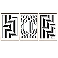 SIGNWIN Framed Canvas Wall Art Black and White Symmetrical Angular Stripes and Lines Geometric Patterns Illustrations Minimalism Modern Colorful for Living Room, Bedroom, Office - 16