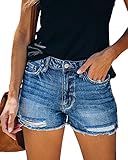 MIFOCAL Women's Ripped Denim Jean Shorts Mid Rise Summer Hot Stretchy Comfy Teen Girls Shorts