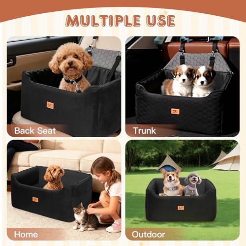 Asiento Perro Coche, Extra Estable Cama Perro Coche con Espuma Viscoelástica, Funda Lavable y Cinturón de Seguridad, Asiento Coche Perros Medianos y Grandes de hasta 55 kg (121 LB), 78x55x53 cm - imagen 9