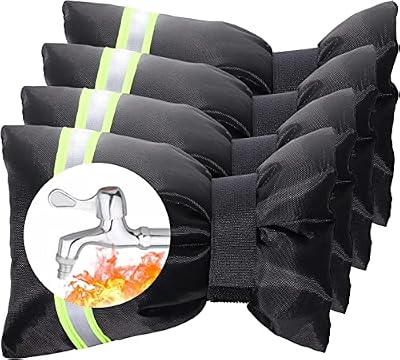 DEPHILA Outdoor Faucet Covers for Winter Freeze Protection, 4 Pack Thickened Insulation Outside Hose Bib Reusable Waterproof Anti-Freeze Tap Cover (Horizontal Reflective Strips,6.69"W x 8.27"H)