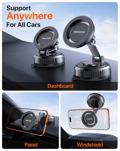 Image of Miracase for MagSafe Car Mount[3600gf Strong Magnet & 89+LBS Suction Base]Vacuum Magnetic Phone Holders for Your Car, 360 Adjustable Dashboard & Windshield Mount with Dash Accents for All Smartphones
