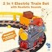 Electric Train Set for Kids Ages 5-8, 2 in 1 DIY Tracks Toy Dual-Layer Tracks with Light-Up Bridge & Realistic Sounds 100+ Piece STEM Building Toy for Boys Birthday Gifts 3 4 5 6 7 8+