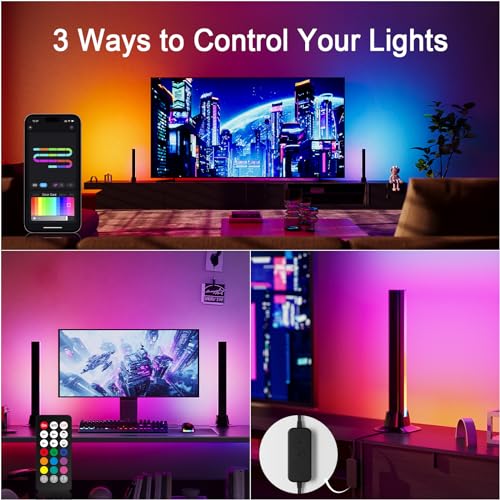 Ustellar Smart LED Lightbar, 42cm RGB IC Lightbar, TV Hintergrundbeleuchtung für 45-70 Zoll, USB Betrieben Ambient Lampe, Musik Sync Steuerbar über App und Fernsteuerung für Gaming, TV, Zimmer Deko – Bild 5