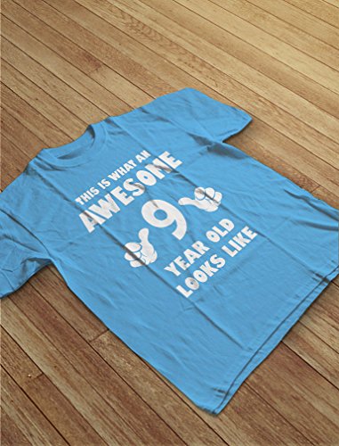 TeeStars - This is What an Awesome 9 Year Old Looks Like Youth Kids T-Shirt Small Gray