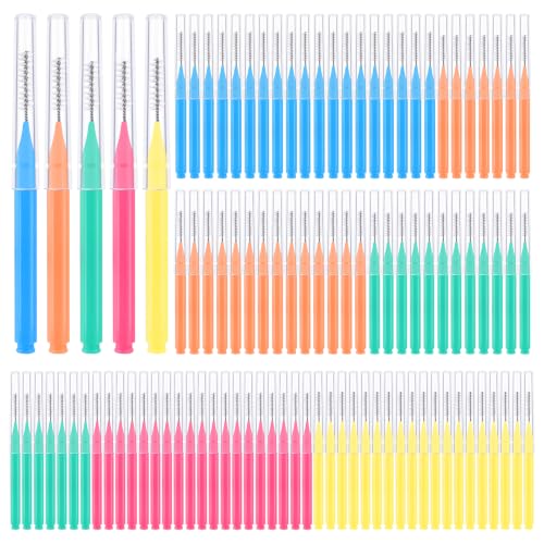 Image of 100 Pcs Interdental Brushes, 4 Sizes Braces Flossers for Cleaner | Brace Brush Soft Dental Brushes Toothpicks Dental Floss Picks Dental for Brace Oral Cleaning(5 Colors)