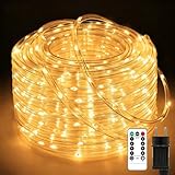 Liyade 20M 400 LED Lichterschlauch Außen, Lichterkette IP65 Wasserdicht mit Fernbedienung, 8 Modi Dimmbar Ø7.5mm Extra Dicker Lichtschlauch für Weihnachtsbeleuchtung Gartenzaun Terrasse Party Deko