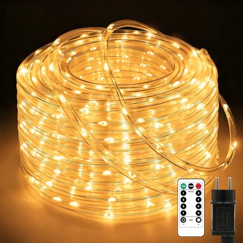 Liyade 20M 400 LED Lichterschlauch Außen, Lichterkette IP65 Wasserdicht mit Fernbedienung, 8 Modi Dimmbar Ø7.5mm Extra Dicker Lichtschlauch...