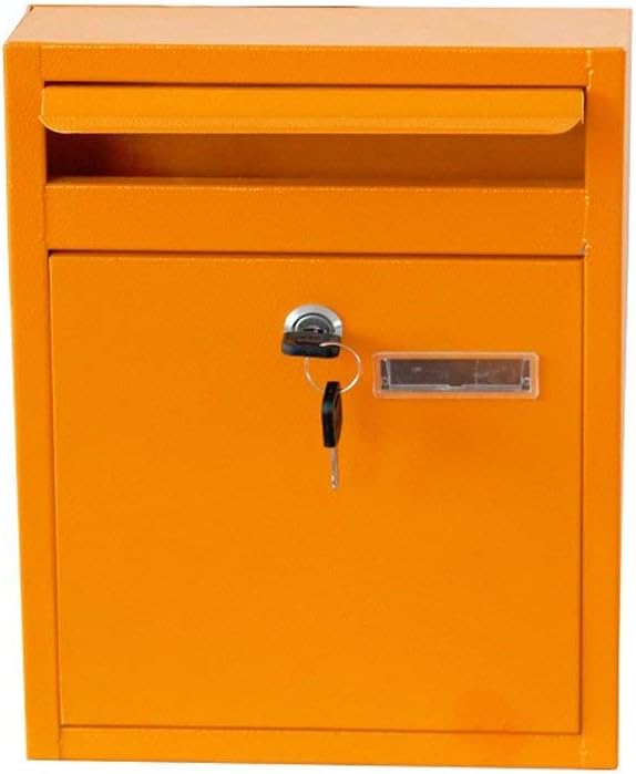 Locking Wall Mount Mailbox Letterbox Postbox Yellow Compact Post Box 6YX83