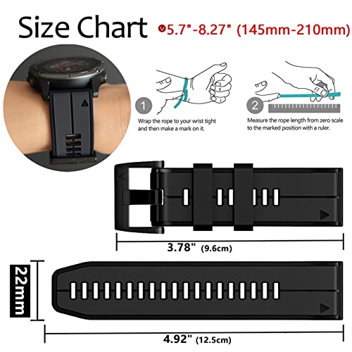 Image of Abanen Quick Fit 22mm Silicone Watch Bands for Garmin Forerunner 955 / Fenix 7 / epix 2 / Fenix 6 / Fenix 5, Soft Sport Bicolor Waterproof Wristband Strap for Gramin Instinct 2 Solar /Instinct