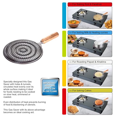 Image of Heavy Duty Iron Roti Jali Grill Jali Roaster Papad Jali Wooden Handle Durable Roaster Kitchen Tool Roti Tawa Pack of 1