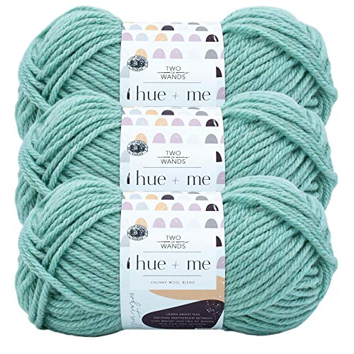Image of Lion Brand Yarn, Hue + Me Chunky Yarn for Crocheting, Knitting, and Crafts, Sea Glass, 3 Pack