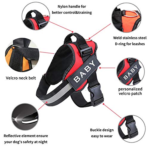 HOTGOL Custom No Pull Dog Harness with Personalize Name and Phone Number Tag,Reflective Breathable Adjustable Pet Vest for Small to Large Dogs