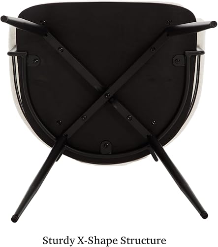 Miniatura 6 de DUOMAY Juego de 4 sillas de comedor modernas de sherpa, sillas de cocina tapizadas con patas de metal negro, sillas laterales con respaldo abierto,