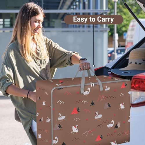 Fentar 2 Stück Aufbewahrungstasche Groß, 105L Aufbewahrungstasche mit Reißverschluss, 600D Oxford Storage Bag, Wasserdicht Umzugstaschen mit Handgriff, Aufbewahrungstasche für Bettdecken und Bettzeug