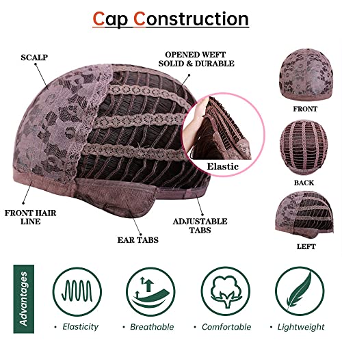 Dark Brown Water Wavy Wig With Full Bang Golden Highlight Long Synthetic Hair Wigs For Black Women Natural Looking Heat Resistant #TOP5