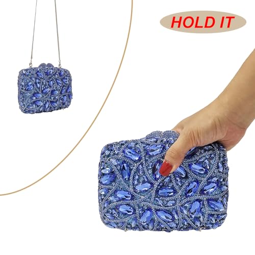 Image of Colorful Crystal Clutch Box Handbag Women Sparkling Evening Bags for Wedding Party Prom Purse