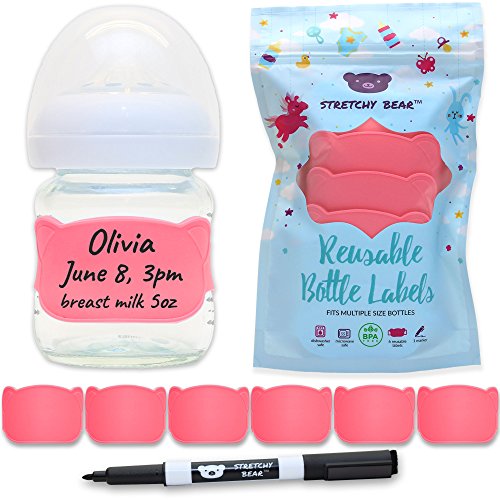 Image of Baby Bottle Labels for Daycare, 6 Pcs (Pink)