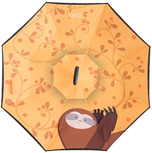 slyki Inverted Umbrella Artistic and Limited Edition Designs-Double Layered Reverse Colorful Rain Umbrella – Durable Inside Out Waterproof and Windproof No Drip Protection with A Dry Sleeve Case