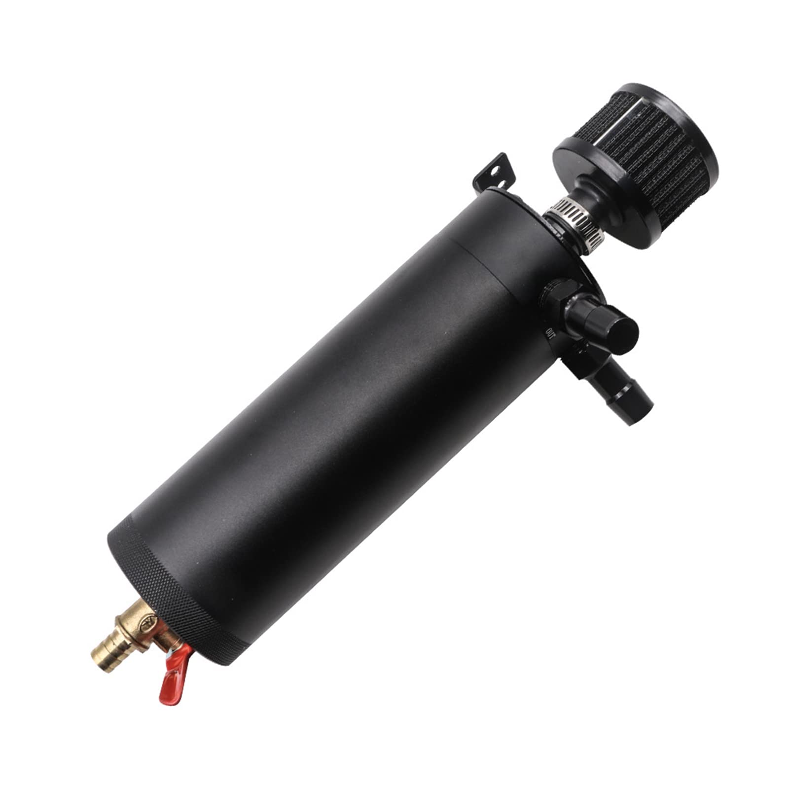 Depósito universal de aluminio de 750 ml con deflector de aceite de 2 puertos con filtro de ventilación con válvula de drenaje