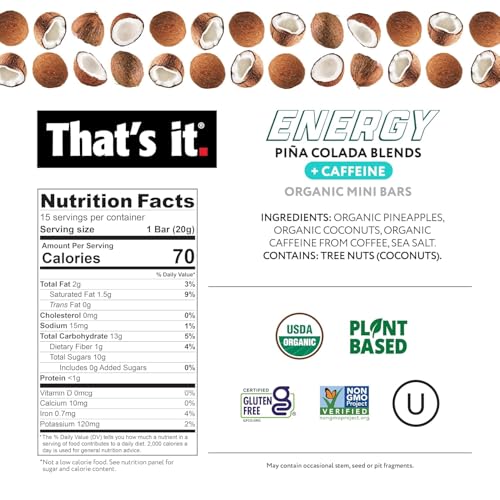 Image of That's it. Fruit Blends Energy Bar - 15 Count Variety Pack (5 each of Tropical Passion, Mango Lime, Pina Colada)