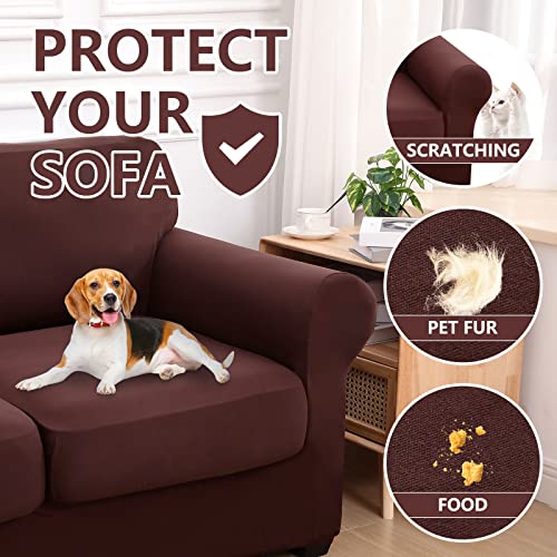 Hyha 3 Pieces Couch Covers For 2 Cushion Couch, Love Seat Couch Covers, Sofa Covers Washable Stretch Loveseat Sofa Slipcover thumb #4