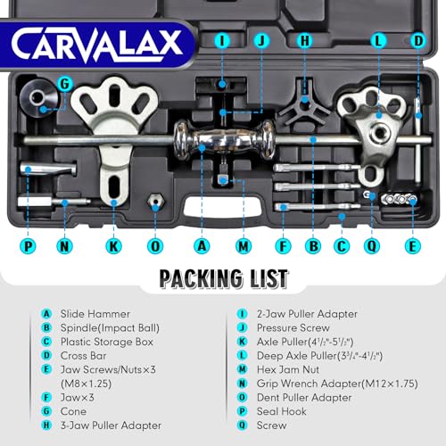image for CARVALAX 9-Way Slide Hammer Puller Set, Front Wheel Hub Bearing & Rear