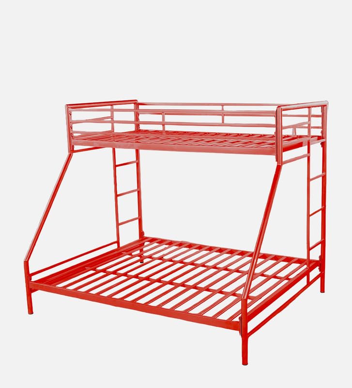 Image of Twin Over Twin Metal Bunk Bed | Bunk Bed Without Storage for Kids & Adult | Double Decker Cot for Kids Room | Space-Saving | Metal Bunker Cot (Mattress Included) (Silver Grey)