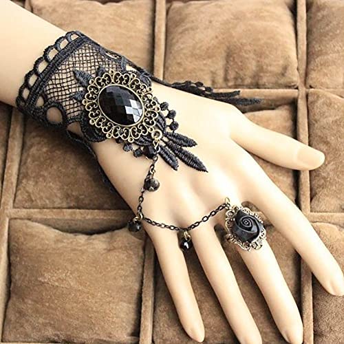 Carufin Sexy Black Lace Choker Colliers Gothique Gland Colliers Choker Halloween Party Accessoires pour Femmes et Filles (Bague Bracelets) – vue 3