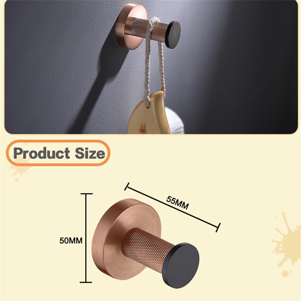 Accesorios de Hardware de baño Barra de Anillo de Toalla de Acero Inoxidable Estante de Papel higiénico Gancho para Abrigo Juego de Soporte para pañuelos Oro Rosa Cepillado, Gancho para Bata