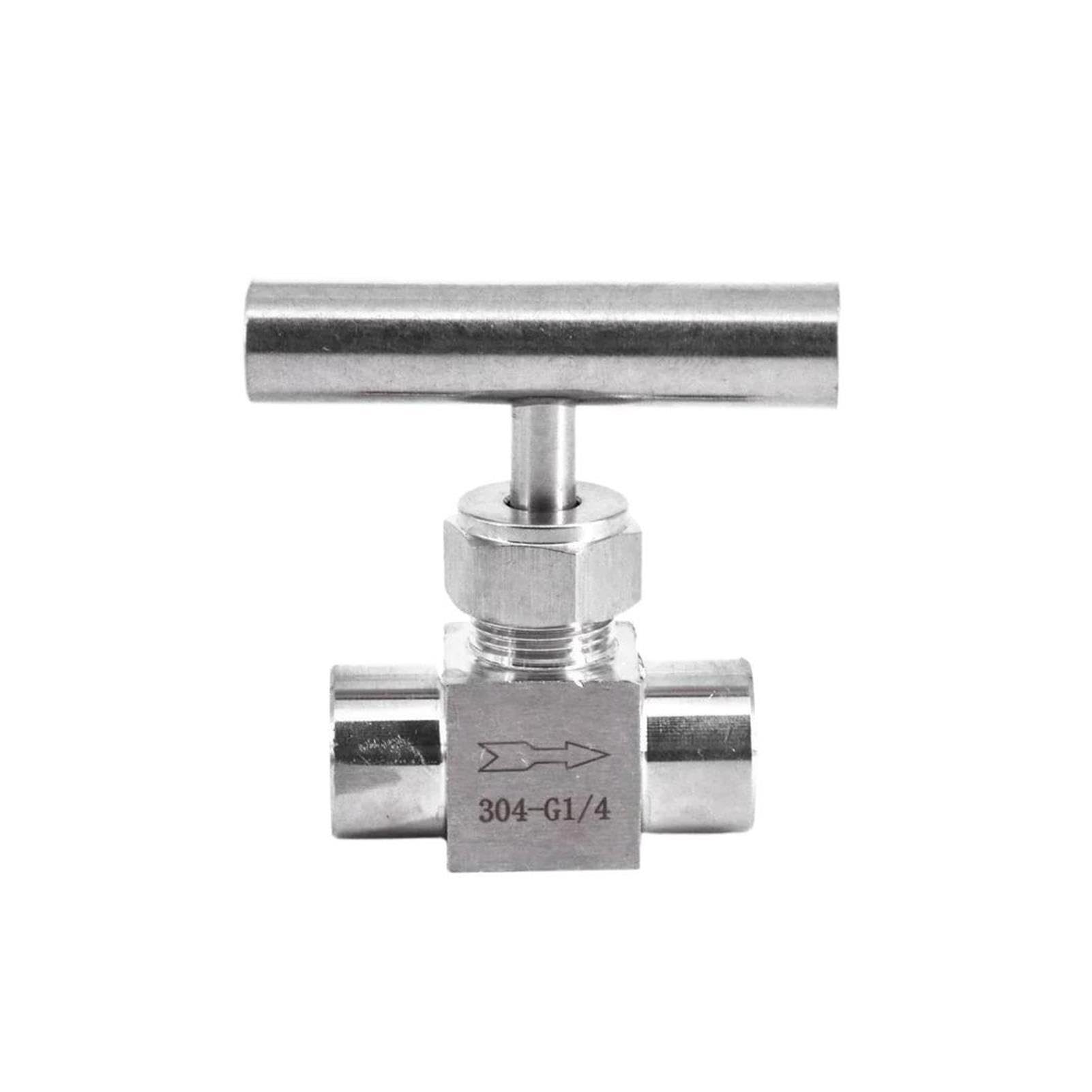 Válvula aguja codo inox control flujo agua