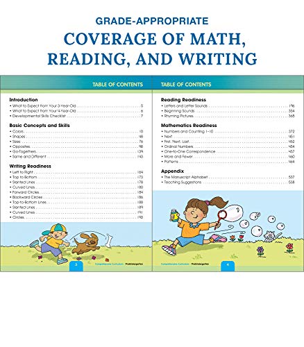 Comprehensive Curriculum Of Basic Skills Preschool Workbook, Math, Reading Comprehension, Writing, Alphabet, Colors, Shapes, Pre K Workbooks Age 4-5, Classroom Or Homeschool Curriculum (544 Pgs) #TOP2