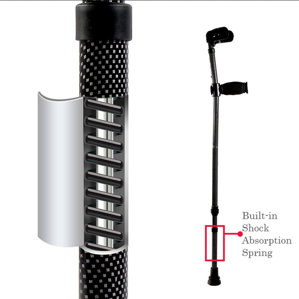 NGD Stampelle Avambraccio Pieghevoli in Alluminio per Aadulti (x2 unità),Regolabili in Altezza-Stampelle Ortopediche Ergonomica,con Ammortizzatori e Borsa di Immagazzinaggio(Nero)