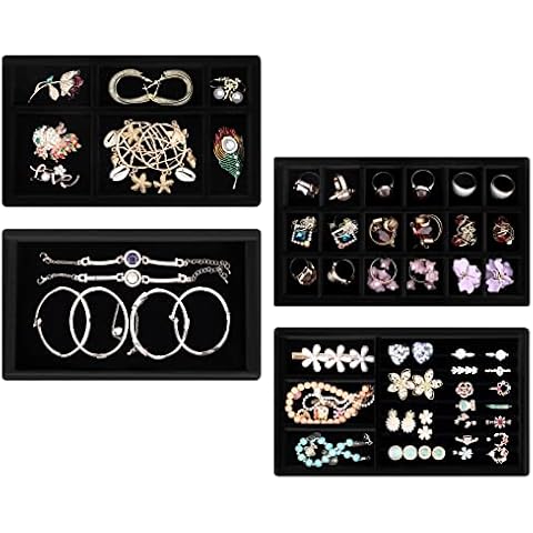 Casiwaft Organizador de joyería de Terciopelo 4 cajones Cover