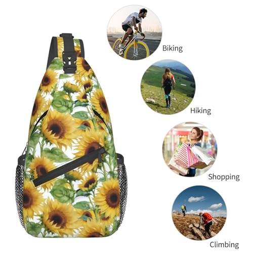 Bolso bandolera con estampado de girasol para viaje miniatura 6