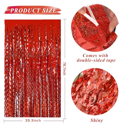 Tinsel Foil Fringe Curtains Wavy Backdrop for Parties Sparkle Metallic Wavy Foil Fringe Backdrop Curtain for Party Decorations Photo Booth Props for Birthday Graduation Wedding - Image 4