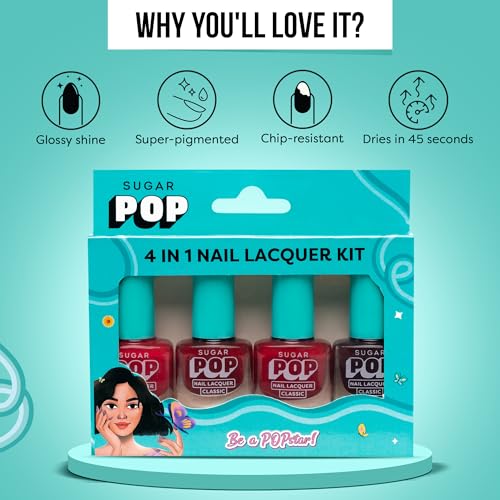 Image of SUGAR POP 4 in 1 Nail Lacquer Kit- 02 Rouge Canvas