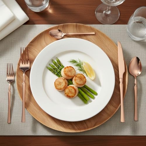 Image of 15 Pcs Rosegold Cutlery Set for Dining Table the Perfect Lightweight Silim Handle Tableware Including Dinner Spoon, Dinner Fork, Dinner Knife, Dessert Spoon & Dessert Fork