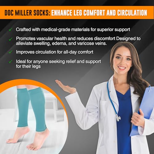 Image of Premium Calf Compression Sleeve 1 Pair 20-30mmHg Strong Calf Support Fashionable COLORS Graduated Pressure for Sports Running Muscle Recovery Shin Splints Varicose Veins Doc Miller (Teal, XX-Large)
