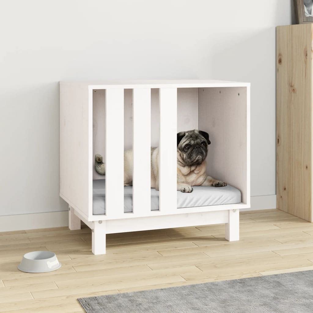 vidaXL Domek dla psa z litego drewna sosnowego 60x45x57 cm biały