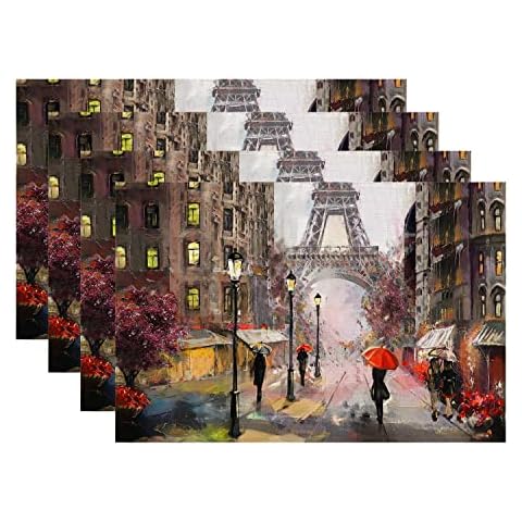 Batmerry Red French Placemats Set of 4 Cover