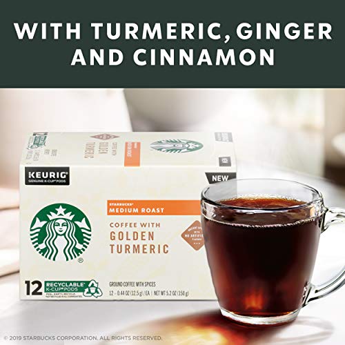 Image of Starbucks Medium Roast K-Cup Coffee Pods with Golden Turmeric - for Keurig Brewers - 4 boxes (48 pods total)