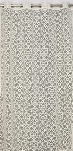 Image of Net Semi Transparent Sheer Curtain /Parde for Door Curtain 7 Feet Long Set of 3 Pcs for Window, Door, Living Room, Cream Color