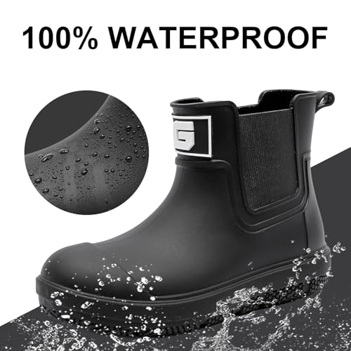 HSBDNZQ Deck Rain Boots Men Women, Short Waterproof Rubber Boots, Anti Slip Lightweight Water Shoes Unisex, Original Chelsea Garden Boots, Durable Fishing Boots Outdoor, Mud Work Booties3